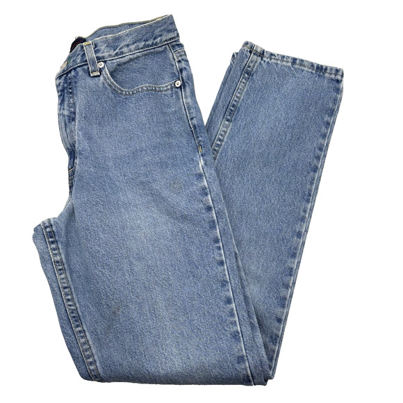 Vintage Y2K Tommy Hilfiger Med Wash High Rise Straight Jeans Jr 7 28x31" - FLAW - Picture 16 of 16